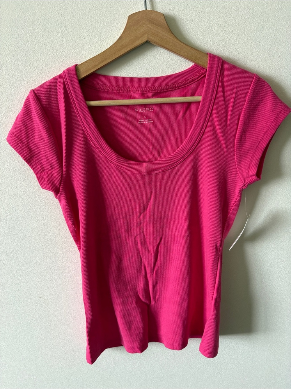 Pilcro Vibrant Pink Ribbed Scoop Neck Tank